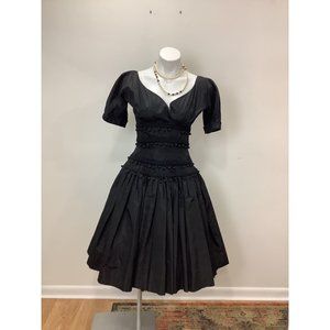 1950s Suzy Perette Black Gown Cocktail Dress